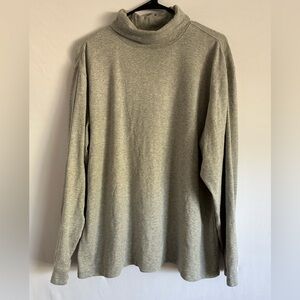 LL Bean Shirt Mens L Gray Long Sleeve Turtle Neck Traditional Fit